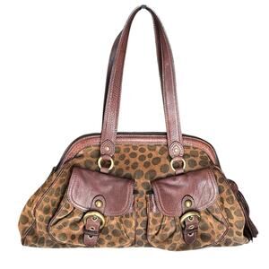 Moschino Women’s Vintage Y2K Top Handle Leopard Print Polka Dot Leather Purse